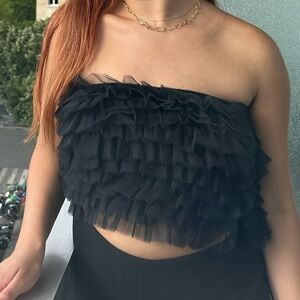 Black ruffle top